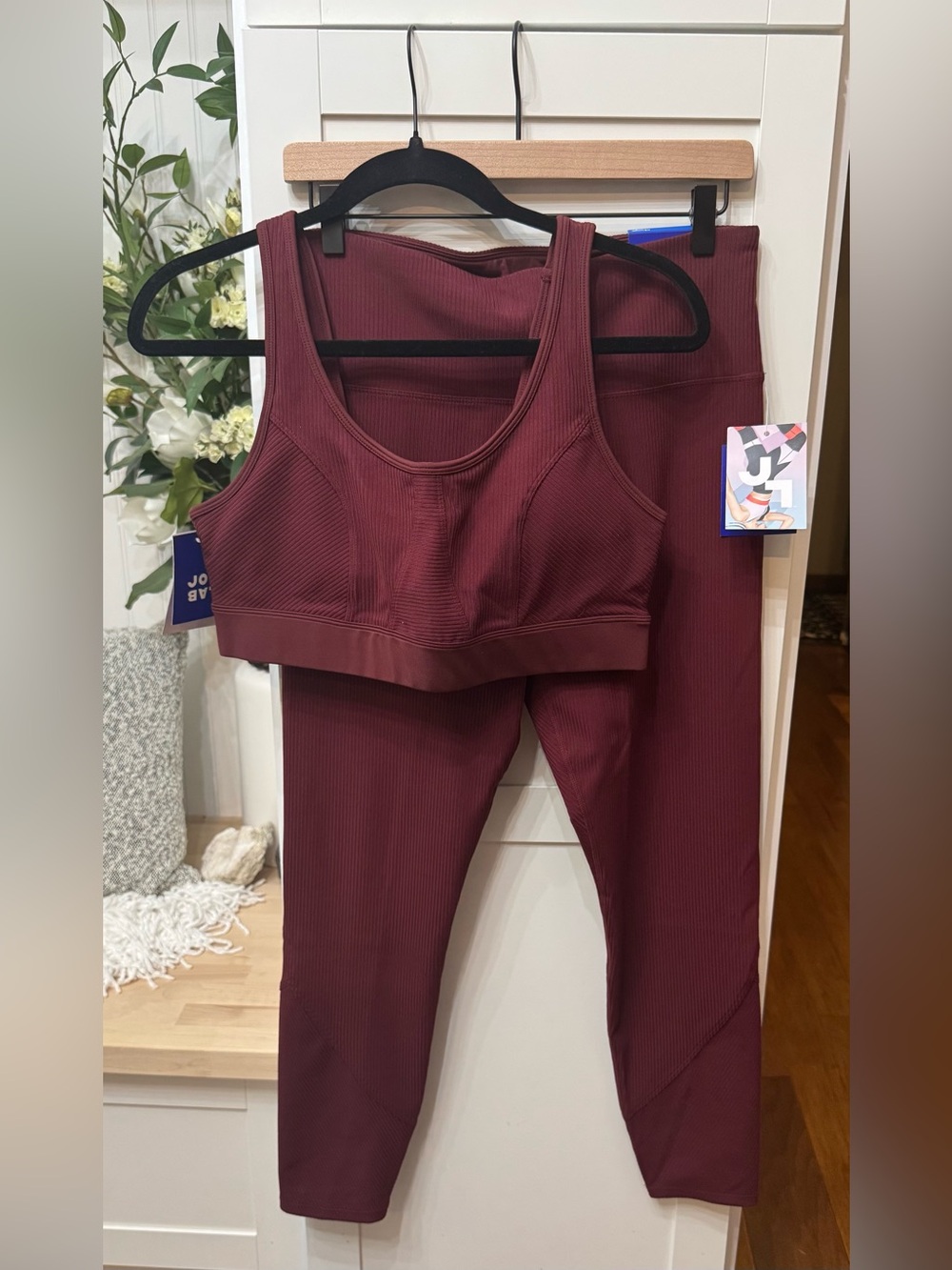 JOYLAB Ribbed Smooth All Day Scoop Sports Bra and Leggings Set